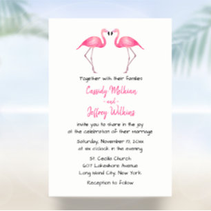 Pink Flamingo Wedding Tropical Summer Beach Invitation