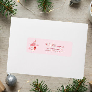 Pink Flamingo Whimsical Christmas Return Address Label