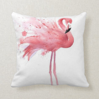 Pink Flamingo -White Cushion