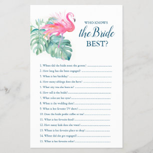 Pink Flamingo Who Knows The Bride Best Game Flyer