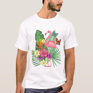 Pink Flamingo with  Butterfly For Flamingo Lovers T-Shirt