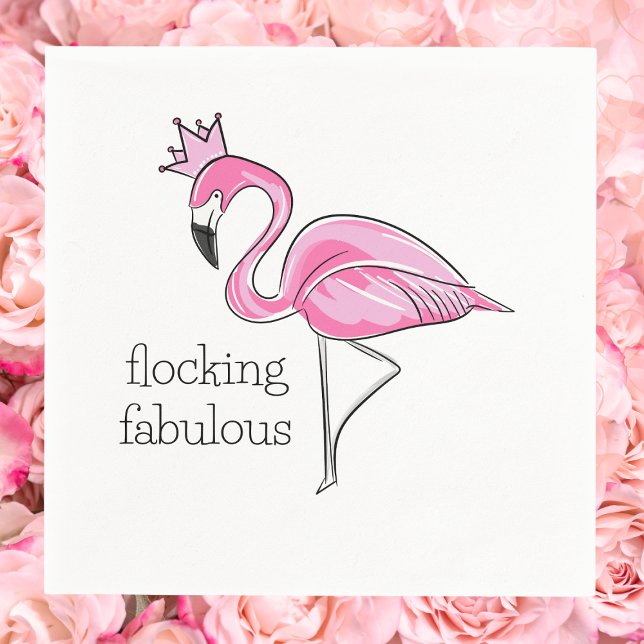 Pink Flamingo with Pink Crown Flocking Fabulous Napkin (Creator Uploaded)