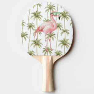 Pink Flamingo with Sunglasses Green Stripes Ping Pong Paddle