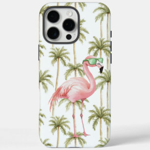 Pink Flamingo with Sunglasses Palm Trees iPhone 16 Pro Max Case