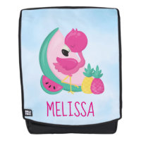 Pink Flamingo with Watermelon & Pineapples