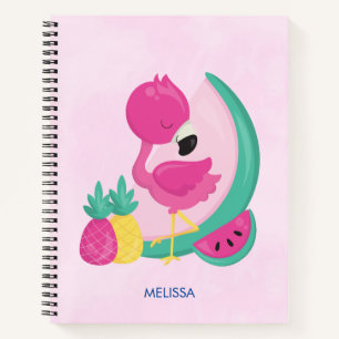 Pink Flamingo with Watermelon & Pineapples Notebook