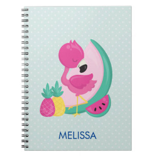 Pink Flamingo with Watermelon & Pineapples Notebook