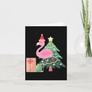 Pink Flamingo Xmas Tree Tropical Summer Christmas  Card