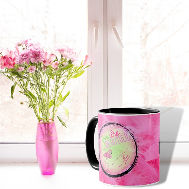 Pink Flamingo You Are Beautiful Inspirational Mug (Creator Uploaded)