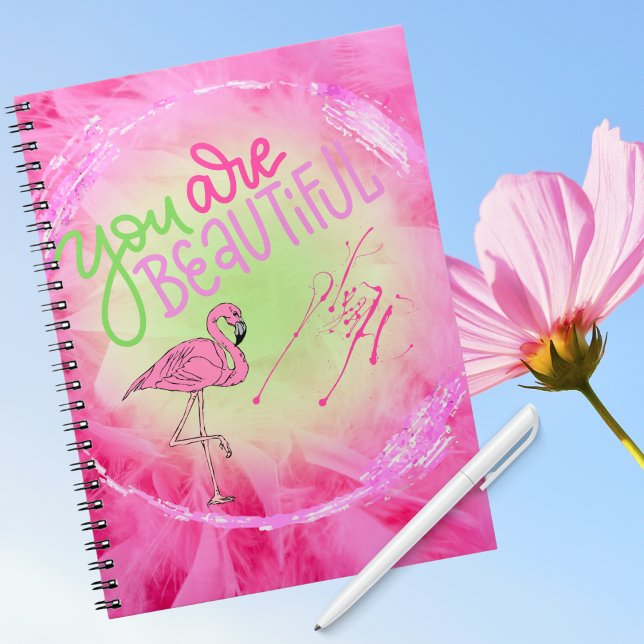 Pink Flamingo You Are Beautiful Inspirational  Notebook (Creator Uploaded)