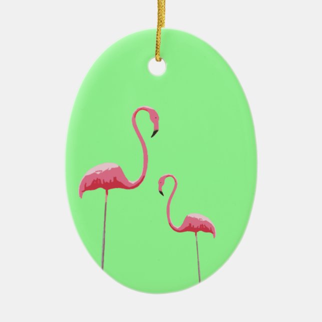 Pink Flamingoes Ornament (Front)