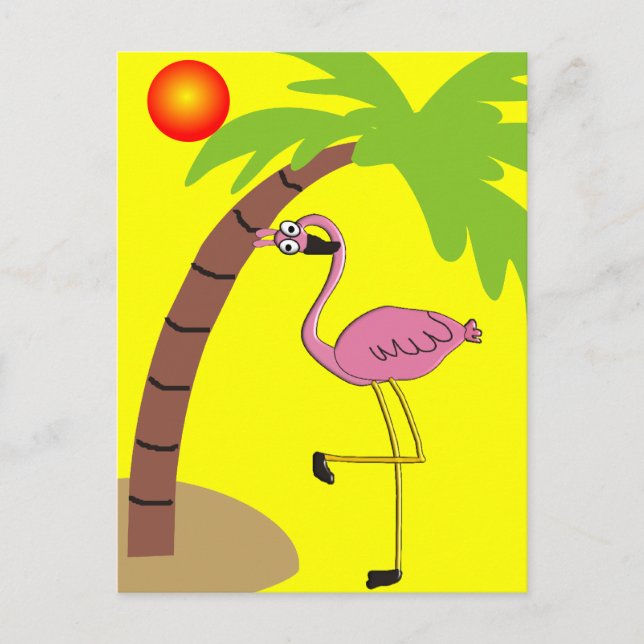 Pink Flamingos and Palm Tree Gifts Postcard (Front)