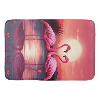 Pink Flamingos at Sunset Bath Mat