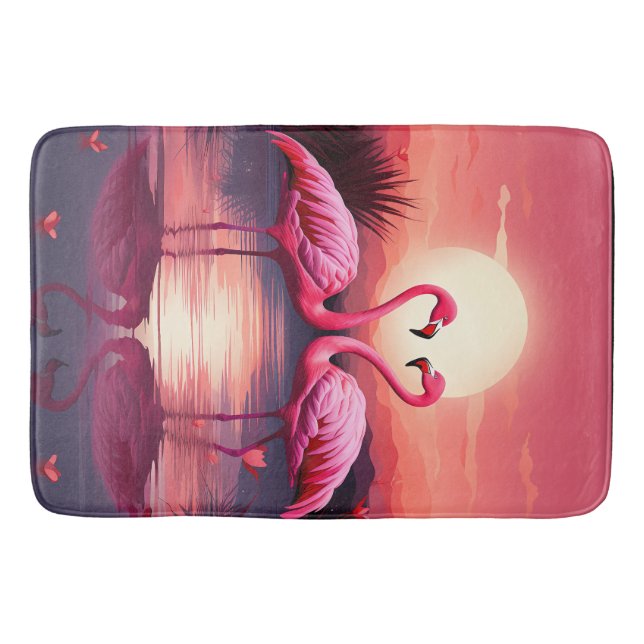Pink Flamingos at Sunset Bath Mat (Front)