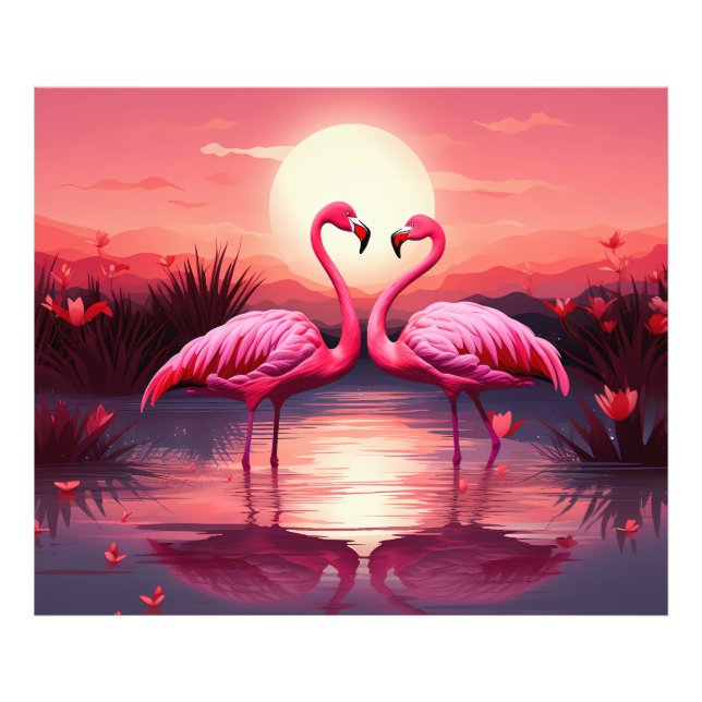 Pink Flamingos at Sunset Photo Print (Front)