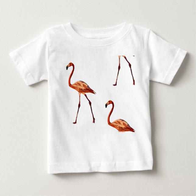 Pink Flamingos Baby Fine Jersey T-Shirt (Front)