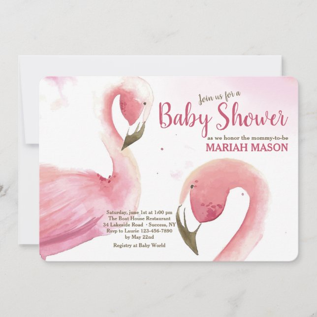 Pink Flamingos Baby Shower Invitation (Front)