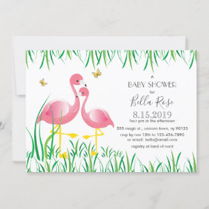 Pink Flamingos Baby Shower Invite
