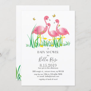 Pink Flamingos Baby Shower Invite