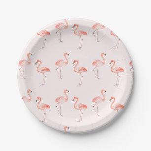 Pink Flamingos Baby Shower Paper Plate
