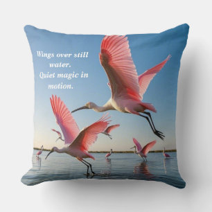 Pink Flamingos Beach Throw Pillow