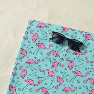 Pink Flamingos Beach Towel