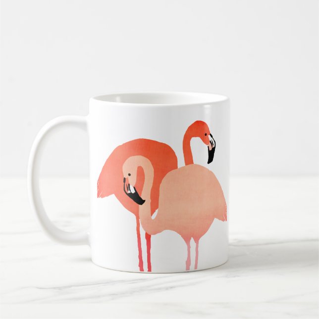 Pink Flamingos Beach Wedding Coffee Mug (Left)