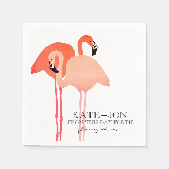 Pink Flamingos Beach Wedding Napkin (Front)