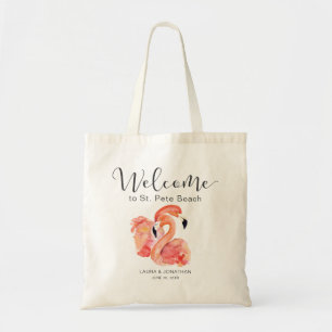 Pink Flamingos Beach Wedding Welcome Tote Bag