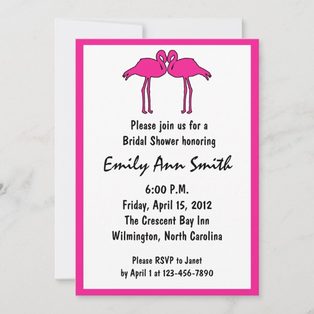 Pink Flamingos Bridal Shower Invitations (Front)