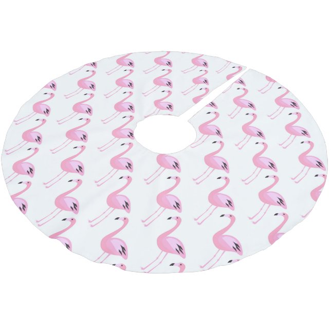 Pink Flamingos Brushed Polyester Tree Skirt (Angled)