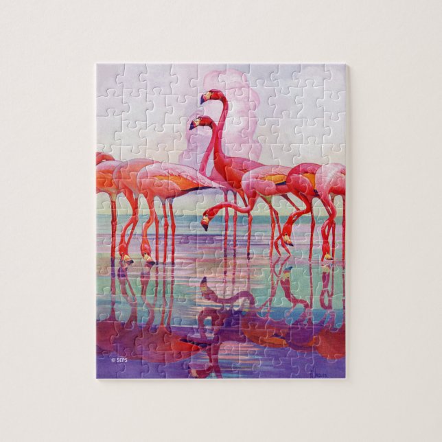 Pink Flamingos by Francis Lee Jaques Jigsaw Puzzle (Vertical)