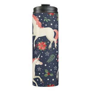 Pink flamingos, exotic birds, pineapples, tropical thermal tumbler