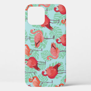 Pink Flamingos: Exotic Seamless Pattern. iPhone 12 Case