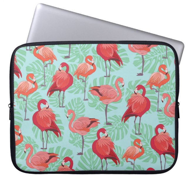 Pink Flamingos: Exotic Seamless Pattern. Laptop Sleeve (Front)
