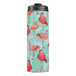 Pink Flamingos: Exotic Seamless Pattern. Thermal Tumbler