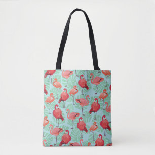 Pink Flamingos: Exotic Seamless Pattern. Tote Bag