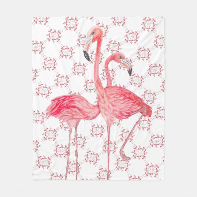 Pink Flamingos Fleece Blanket (Front)