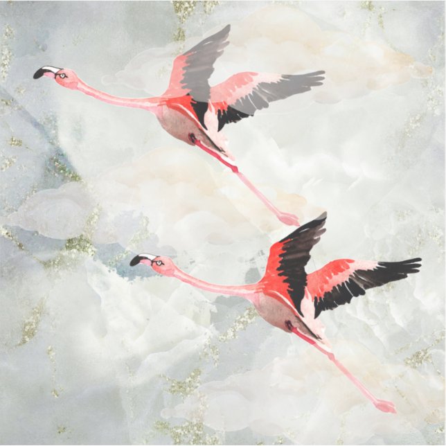 Pink Flamingos Flying Marble Sky (Front)