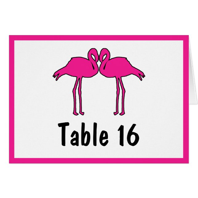 Pink Flamingos Folded Table Number Cards (Front Horizontal)