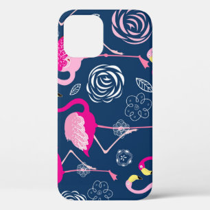 Pink Flamingos: Graphic Dark Pattern iPhone 12 Case