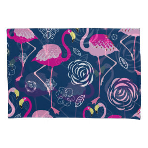 Pink Flamingos: Graphic Dark Pattern Pillowcase