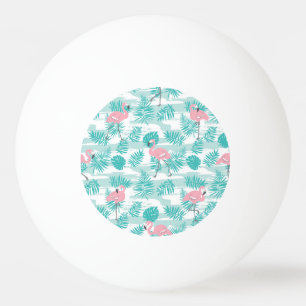 Pink flamingos, green palm leaves, tropical. ping pong ball