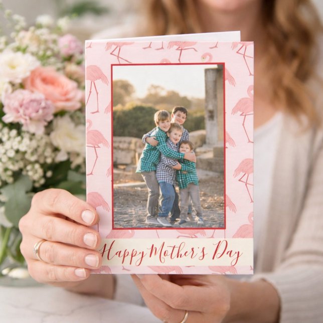 Pink Flamingos Happy Mother's Day Photo Card (Creator Uploaded)