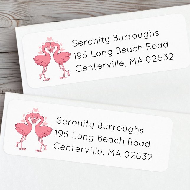 Pink Flamingos Hawaiian Tropical Beach Wedding Return Address Label (Creator Uploaded)
