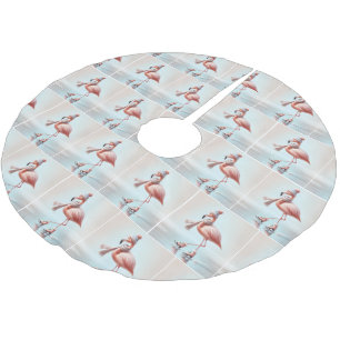 Pink Flamingos Ice Skating Brushed Polyester Tree Skirt