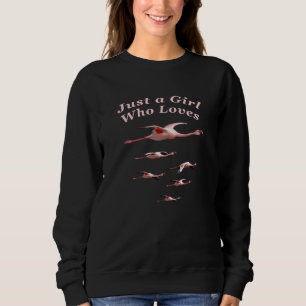 Pink Flamingos in Flight with Text Just a Girl Who Sweatshirt