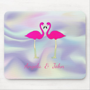 Pink Flamingos In Love Holographic Mouse Pad