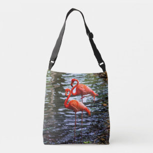 Pink Flamingos in Water Crossbody Bag