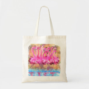 Pink Flamingos Love Dance - Original Art Painting  Tote Bag